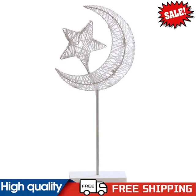LED EID STAR Moon Light Warm White Ramadan Decor Table Lamp Rattan ...