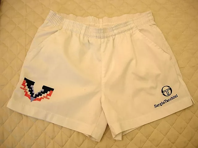 '80 SHORT SHORTS PANTOLONCINI da tennis Sergio Tacchini, 42, Bianco, VINTAGE.