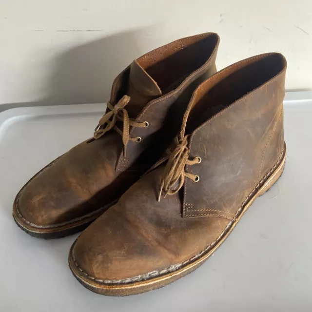 Clarks Originals 78358 Men US 11 Brown Leather Beeswax Desert Boots Chukka Shoes