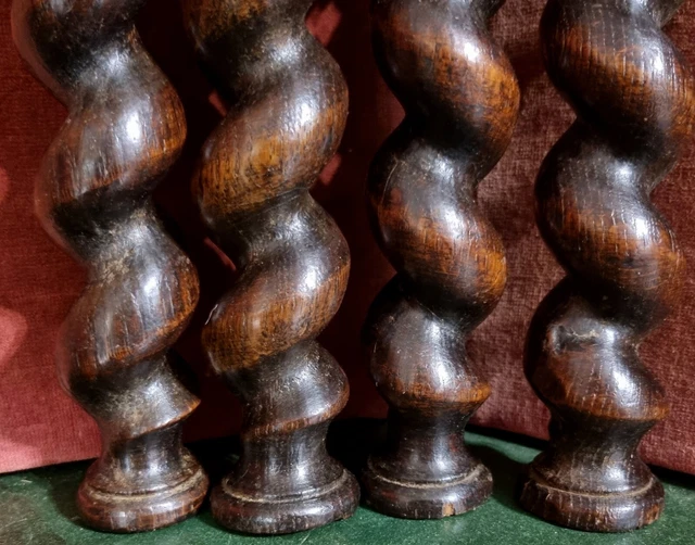 4 Barley twist turned spindle Column Antique french oak architectural salvage 10 6