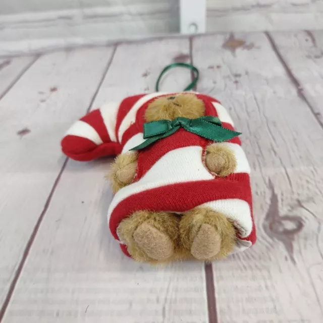 Boyds Bears Christmas Red Mr Sweetpeeks Candy Cane Bear Ornament Plush 3