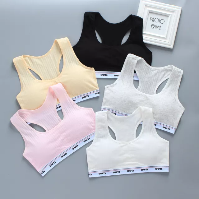 3 Pack Girls Bra Cotton Soft Kids Bra with Pads Padded Crop Tops Age 12-14 Years