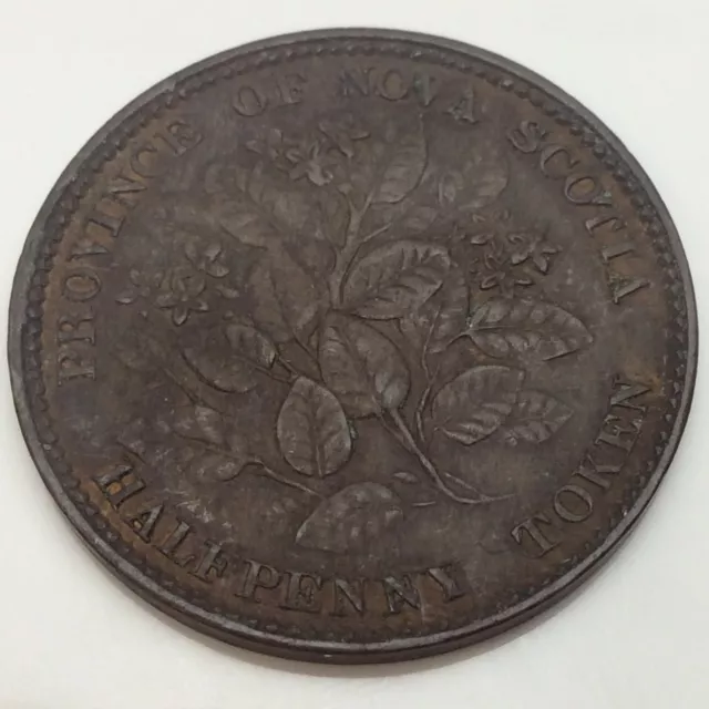 1856 Province of Nova Scotia Half Penny Token KM# 5 Without LCW D843