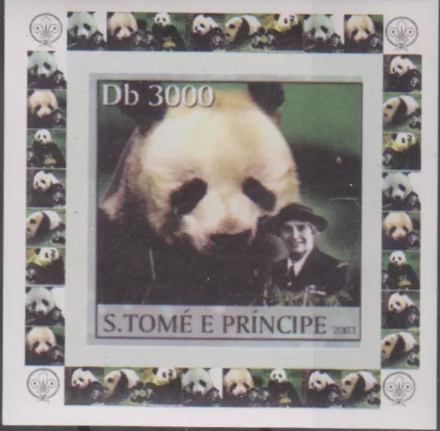 Petit Bloc Panda S-TOME E Principe Neuf non Perforés 7793