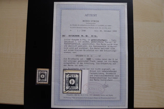 Briefmarken SBZ Ost-Sachsen Mi. Nr. 43 Ac gestempelt geprüft Attest