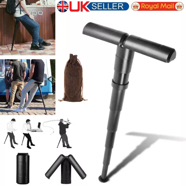 Folding Stool Walking Stick Canes Seat Portable Teliscopic Stool Camping Chair