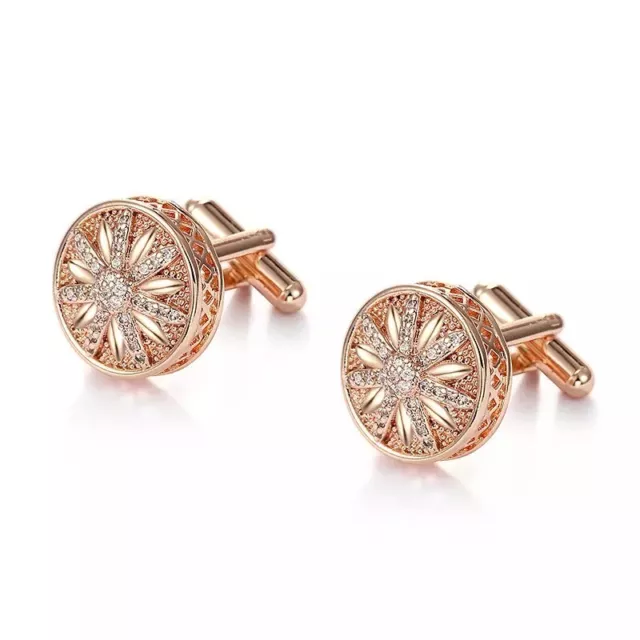 ZARD Starburst Men Cufflinks with Cubic Zirconai Pavé and Rose Gold Plating