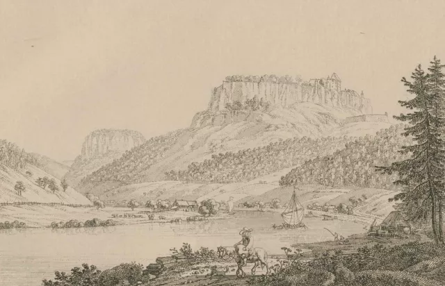 KÖNIGSTEIN - Gesamtansicht - Adrian Ludwig Richter - Radierung 1822