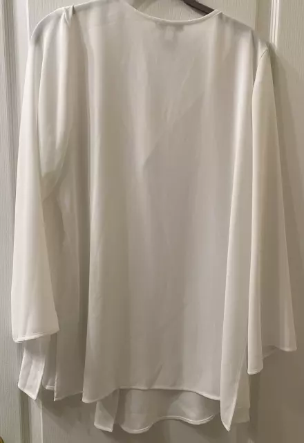 ALFANI WOMEN'S SIZE 10 White V-Neck Long Sleeves Tunic Top Blouse Semi ...