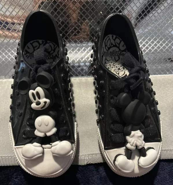 Mini Melissa Black Polibolha Mickey Mouse Rubber Lace up Shoes Shoes Size 8