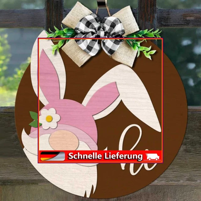 Wooden Front Door Hang Sign Reusable Easter Bunny Ornaments for Wall Window Gate