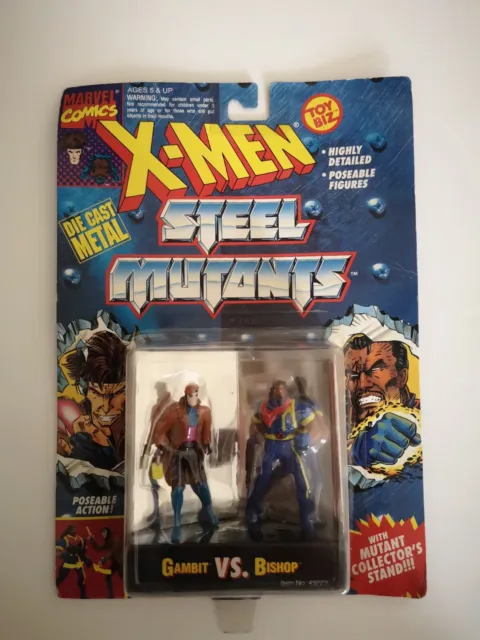 Toy Biz Marvel X-MEN STEEL MUTANTS Die-cast figures GAMBIT VS BISHOP 1994