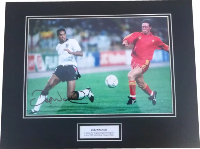 Des Walker England Signed 12x8 Photo Mounted PROOF AFTAL #215