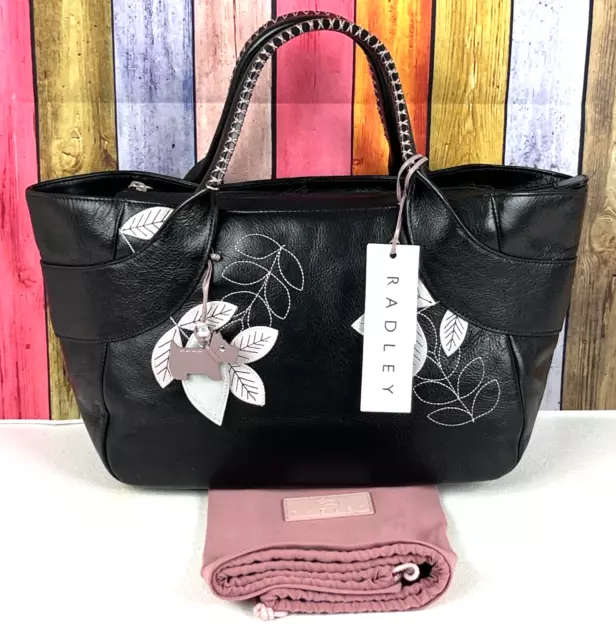 RADLEY WITLEY FAUX Zebra Black Leather Large Grab Bag Work Bag New