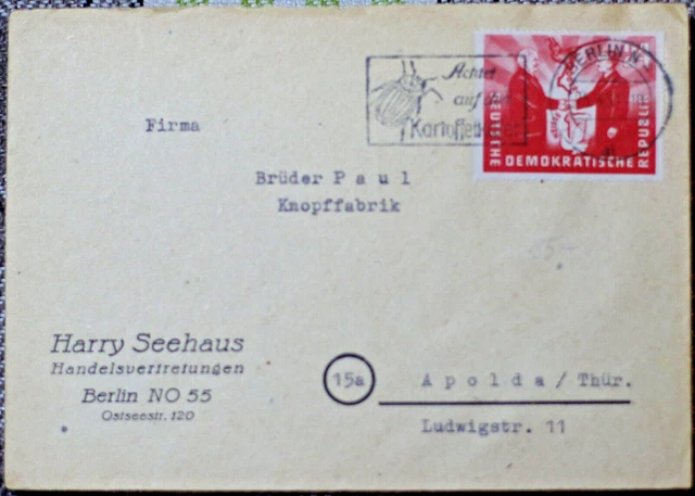 Deutsch - polnische Freundschaft 24 Pfennig ( 284 ) auf Firmenbrief nach Apolda