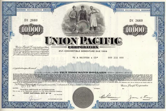 Union Pacific Corporation Utah 1971, 4 3/4% Debenture due 1999 (10.000 $)