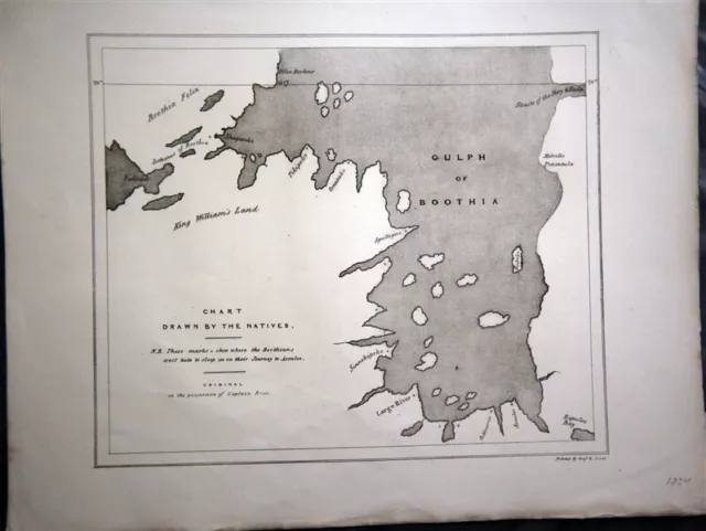 GRAF & SORET c1834 Map Gulf Boothia Nunavut Canada Arctic Captain Ross