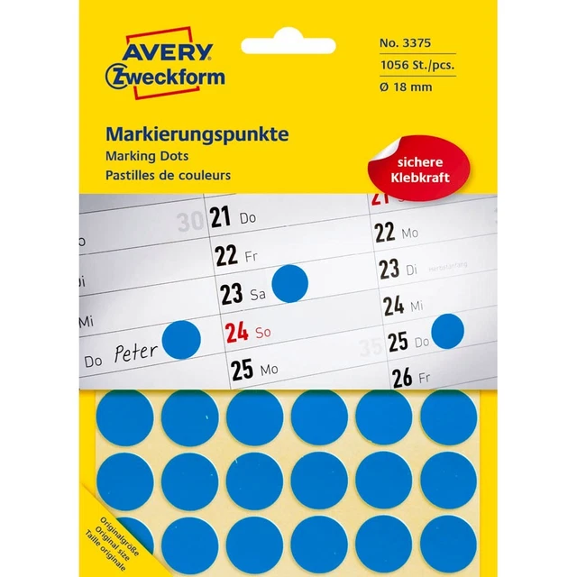 AVERY Zweckform Klebepunkte 3375 blau Ø 18,0 mm