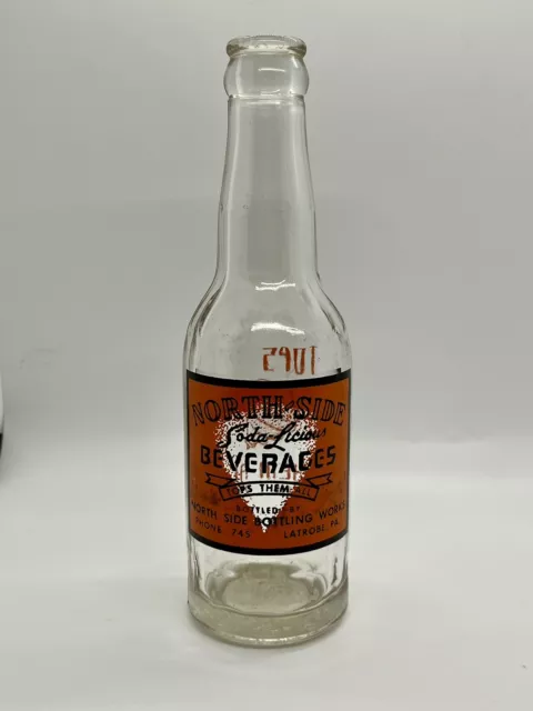 Vintage North Side Beverages 7 oz Soda Bottle ACL Duraglass Top Latrobe, PA 1953