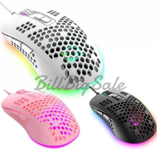 USB Wired Gaming Mouse 2400DPI Adjustable Honeycomb Shell Mice for Laptop PC PS4