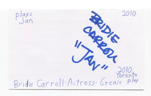Birdie Carroll Signed 3x5 Index Card Autographed Actress Grease Play