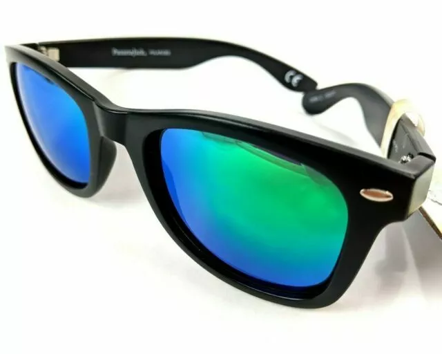 PANAMA JACK POLARIZED Sunglasses Black Frame With Green Mirrored Lens Retro  $12.98 - PicClick