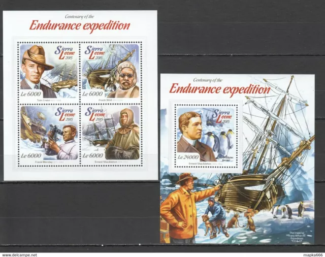 St522 2015 Sierra Leone Transport Ships Endurance Expedition Kb+Bl Mnh Stamps