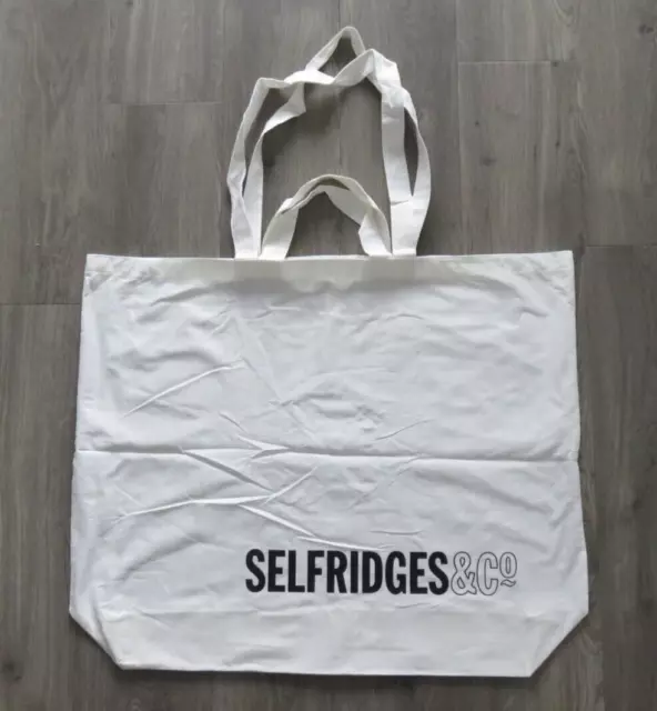 Genuine Selfridges & Co Huge White Canvas Extra Large Shopper Tote Bag Laundry