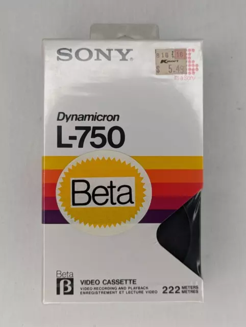 Sony Beta Dynamicron L-750 Betamax Tape, Video Cassette, Blank NOS