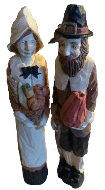  Resin Pilgrim Couple  Figurines Set of 2 ( 8 and 9") Harvest Thanksgiving 