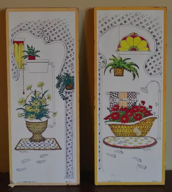 Vintage Collectible 1970's Litho RARE UNIQUE BATHROOM SET! Clawfoot tub & toilet