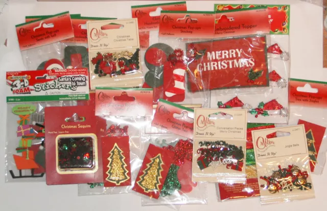 Crafters Christmas Selection Pack Approx 20 Packs Of Embellishments