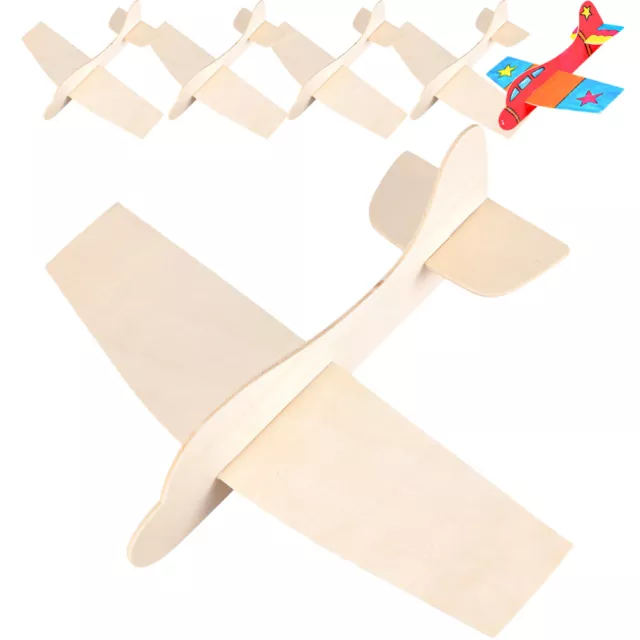 6 piezas modelo de avión de madera en blanco para niños montaje manual de 6 piezas