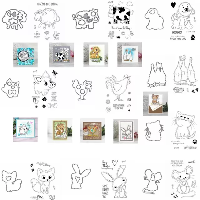 Animals Wishes Metal Cutting Die and Stamp Set Scrapbooking Embossing Craft Card