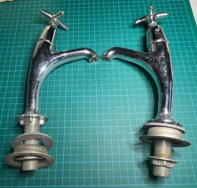 Vintage hot and cold kitchen taps 20cm in length above sink