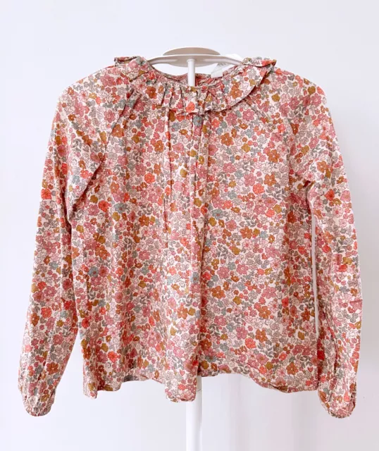 H&M Girl's Liberty of London Ruffle Neck Floral Blouse Top Size US 7Y(EUR 128)