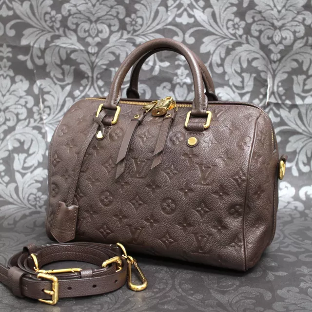 Auth Louis Vuitton Monogram Empreinte 2way Bag Speedy Bandouliere 25 M42403