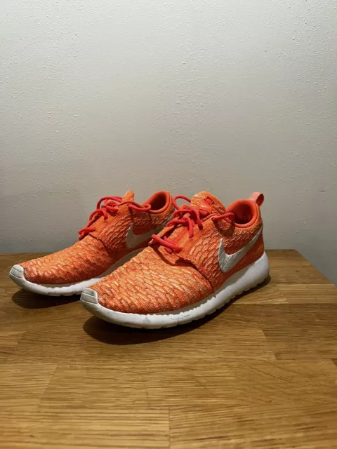 Nike Roshe Run FlyKnit Performance Orange Sneakers Women's Size US 9 704927-800