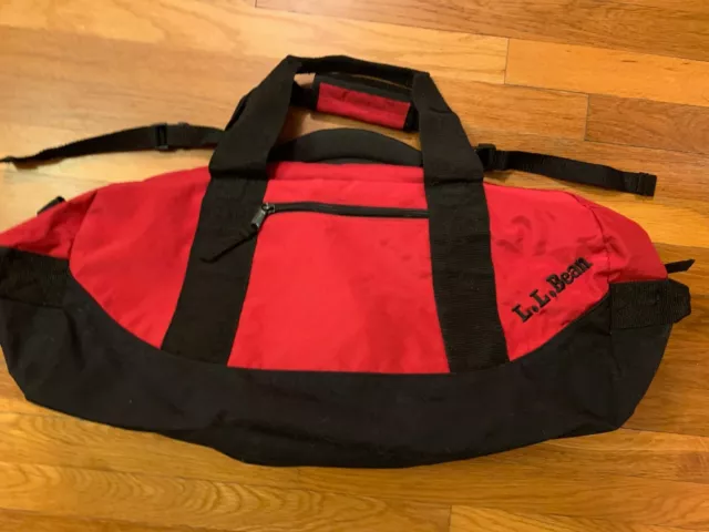 LL Bean ADVENTURE DUFFLE BAG vtg weekender black red tote L L M medium large L
