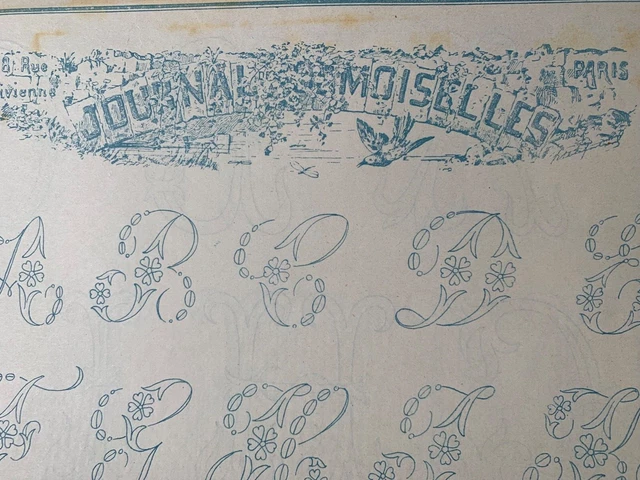 Antique 1870s French Journal des Demoiselles Embroidery pattern Alphabets (3)