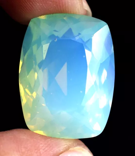 28.80 CT Natural Australian Welo Fire Opal Emerald Cut certified Loose Gemstone