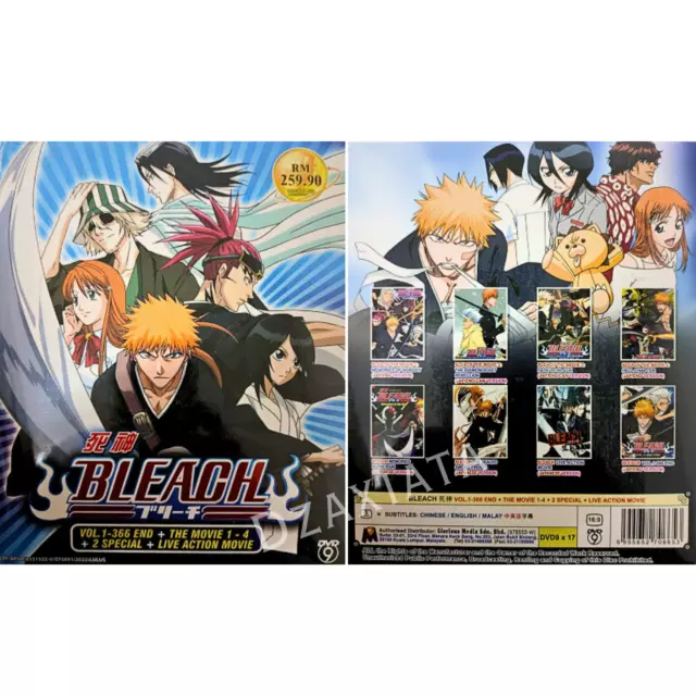 Bleach Episodes 1 - 366 English Dubbed Complete Series 16 Seasons on 36  DVDs