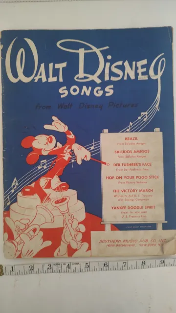 Vintage 1943 Songs From Walt Disney Pictures Sheet Music Wartime Illustrated