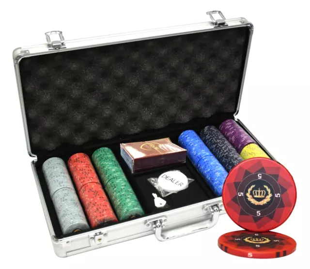 Mrc Poker 300Pcs 10G Laurel Crown Ceramic Poker Chips Set Aluminum Case