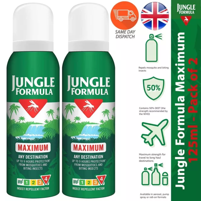 Jungle Formula Maximum Insect Repellent Spray with DEET Biting Insects 125ml x 2