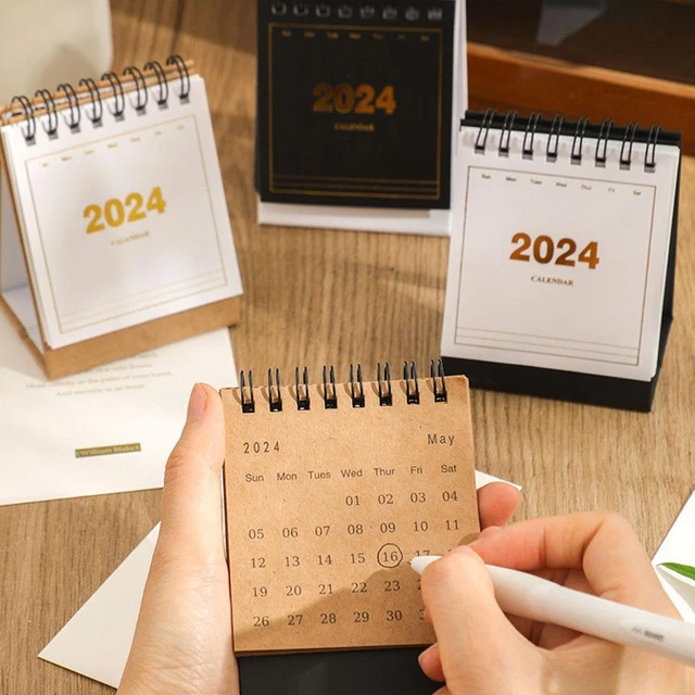 SMALL DESK CALENDAR 2024 mini Standing Flip Table Office Calendars V0L7