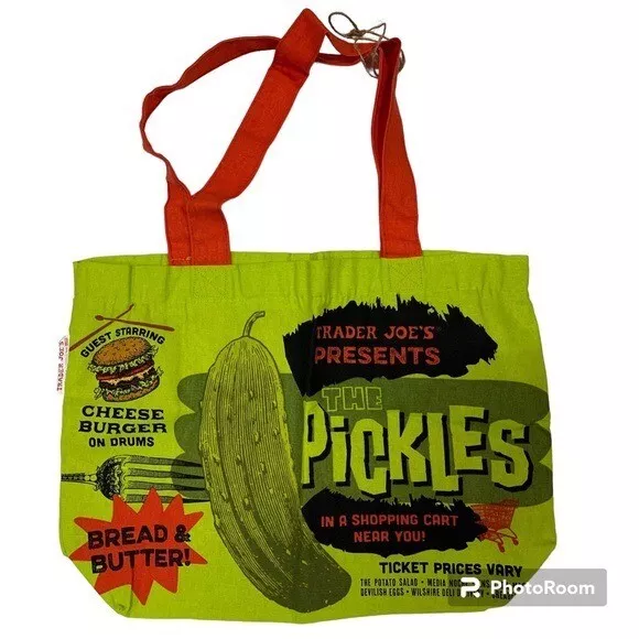 TRADER JOE'S PRESENTS The Pickles Cotton Canvas Tote Bag New 45.00