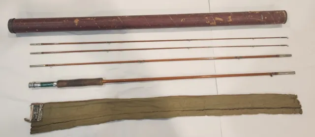 Vintage Wards Premier Split Bamboo Fly Rod with Holder and Travel Hard Case