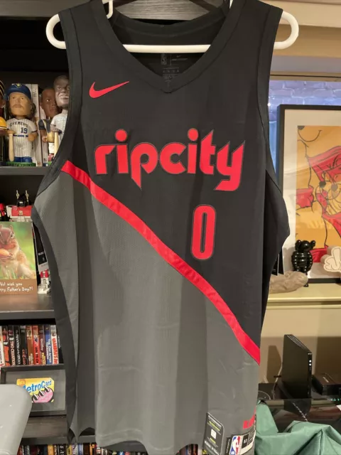 Damian Lillard Authentic Trail Blazers Nike City Edition Rip City Jersey 52
