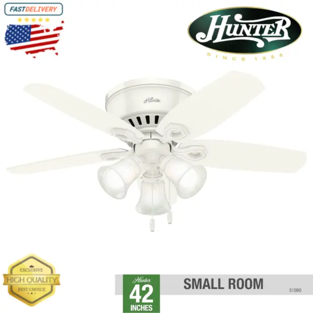 Hunter Fan Company, 51090, 42 inch Builder Snow White Low Profile Ceiling Fan